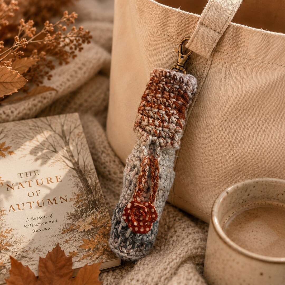 Copy-Crochet Lip Balm Holder Keychain with Lip Gloss Included Copy-Crochet Lip Balm Holder Keychain with Lip Gloss Included